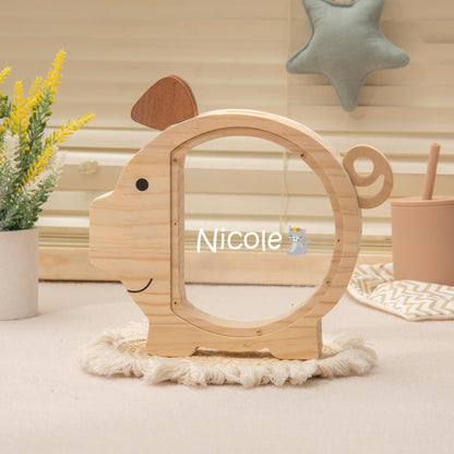 Custom Wooden Piggy Bank with Name, Personalized Coin Bank for Boys and Girls, Kids Birthday & Baby Shower Gift, Toddler Cash Box