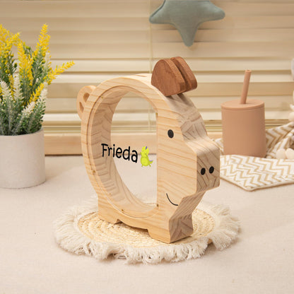 Custom Wooden Piggy Bank with Name, Personalized Coin Bank for Boys and Girls, Kids Birthday & Baby Shower Gift, Toddler Cash Box