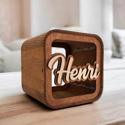 Personalized Kids Piggy Bank Wooden, Custom Name Money Box, Toddler Gift, Baby Shower Keepsake, Savings Coin Bank