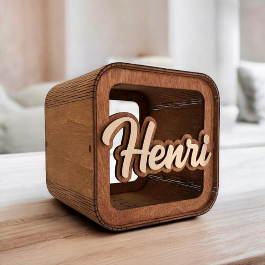 Personalized Kids Piggy Bank Wooden, Custom Name Money Box, Toddler Gift, Baby Shower Keepsake, Savings Coin Bank