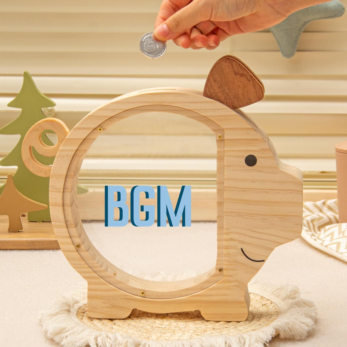 Custom Name Kids Pig Piggy Bank, Personalized Toddler Wooden Money Box, Back to School & Birthday Gift for Children