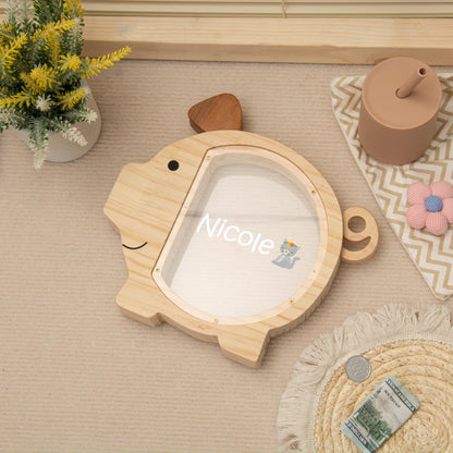 Custom Wooden Piggy Bank with Name, Personalized Coin Bank for Boys and Girls, Kids Birthday & Baby Shower Gift, Toddler Cash Box