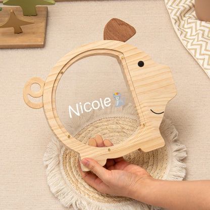 Custom Wooden Piggy Bank with Name, Personalized Coin Bank for Boys and Girls, Kids Birthday & Baby Shower Gift, Toddler Cash Box