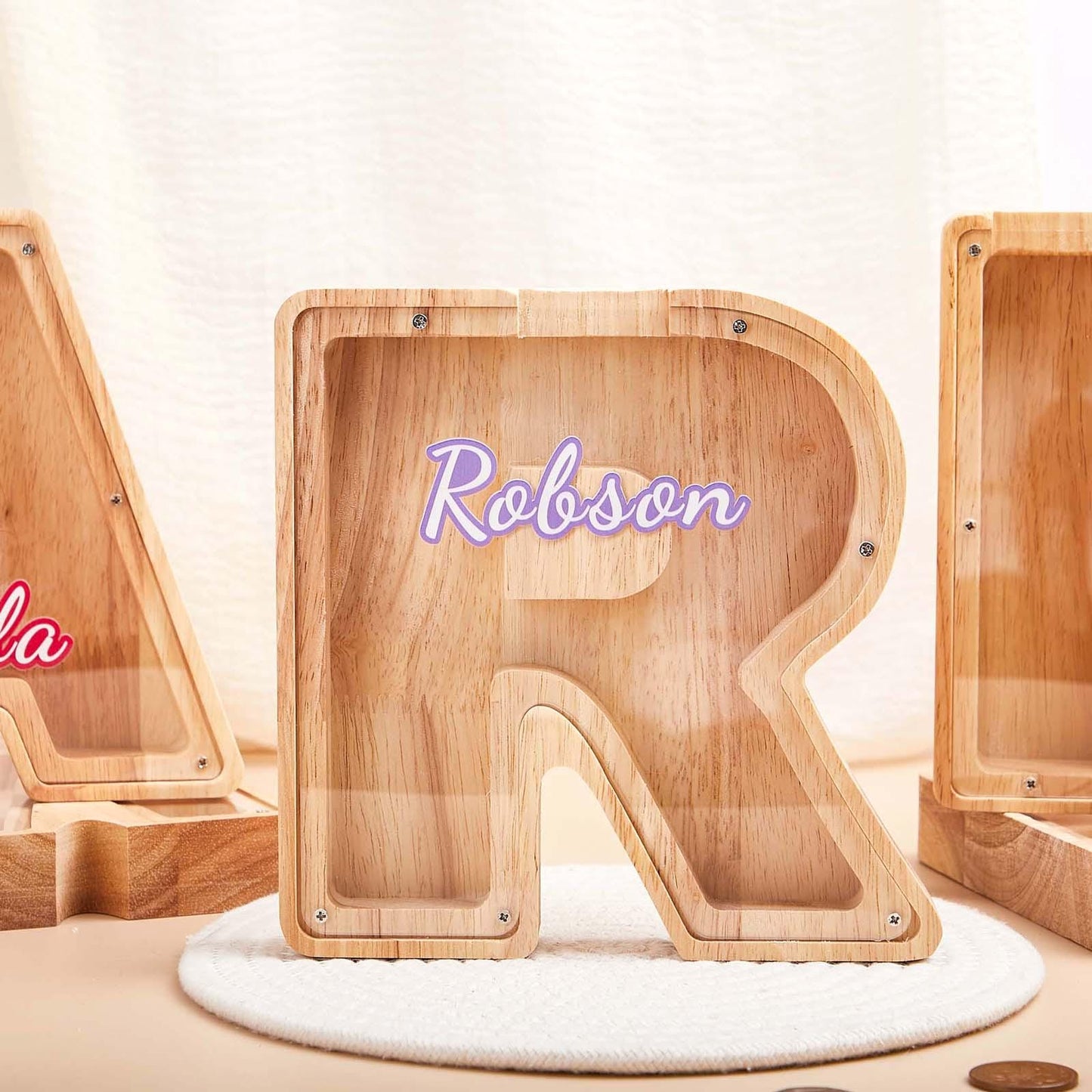Custom Initial Coin Bank,Wooden Letter Piggy Bank,Name Piggy Bank,Wooden Money Box,Money Box,Gift for Child, Baby Boy Gift, Baby Gift