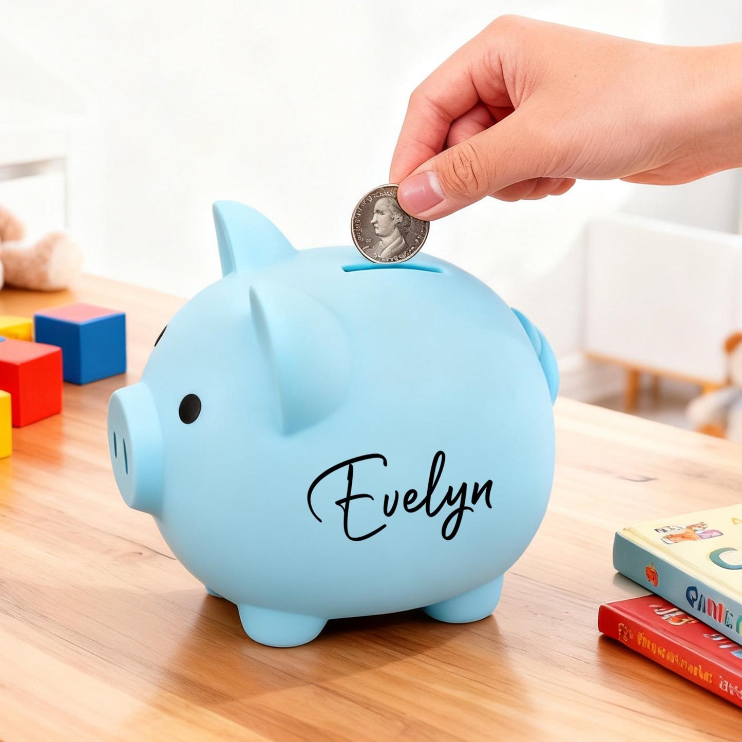 Personalized Piggy Bank With Name, Custom Kids Coin Bank, Birthday Gift for Boys, Nursery Room Decor, Baby Shower Gifts, Handmade Money Bank