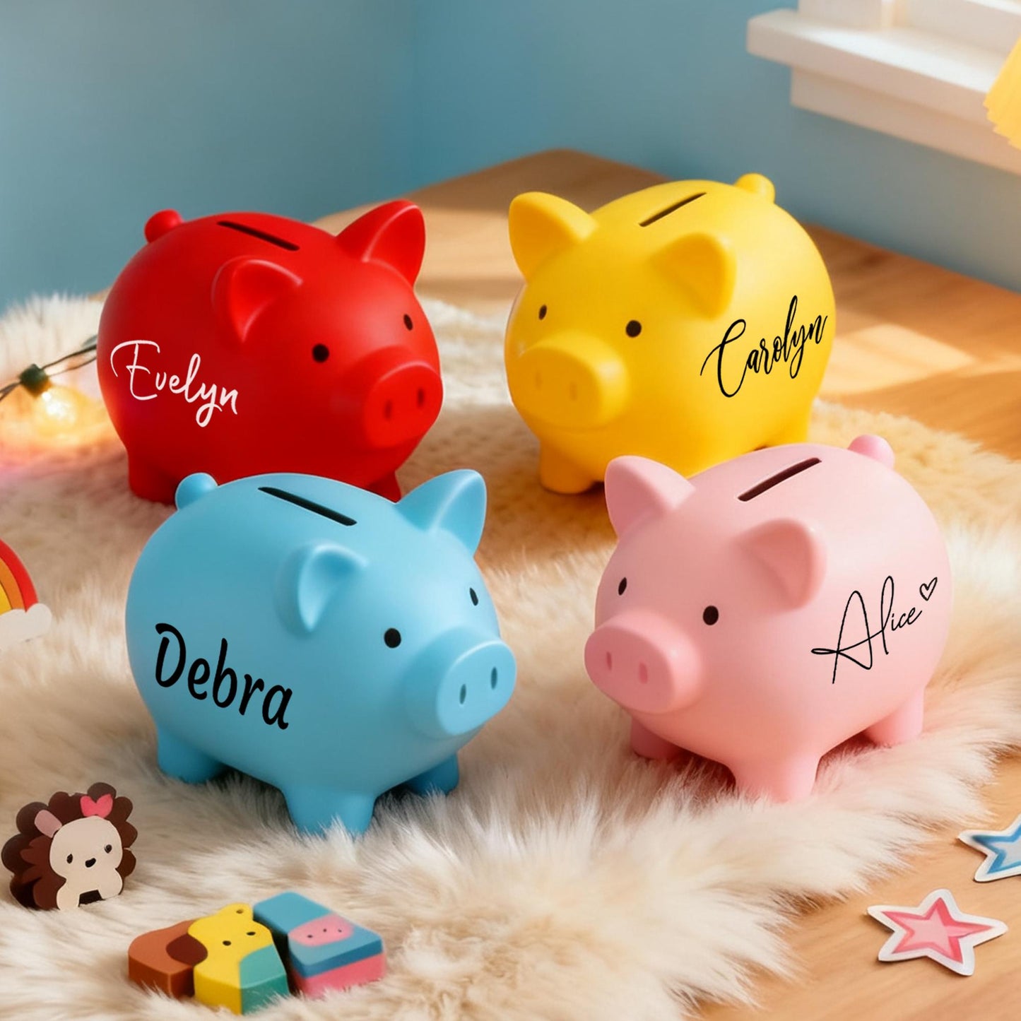 Custom Name Kids Piggy Bank | Boys Coin Money Bank | Unique Easter Birthday Gift & Cute Nursery Decoration