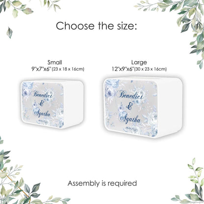 Personalized Floral Wedding Card Box, Vintage Roses Guest Book, Plywood Bridal Shower