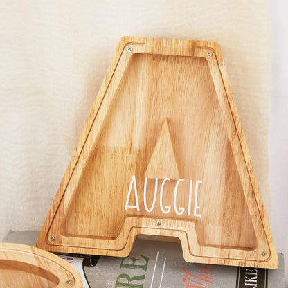 Wood Piggy Bank,Letter Coin Bank for Kids,Wooden Bank,Wooden Piggy Bank,Personalized Gift for Children,Grandchild Gift,Gift for Kids