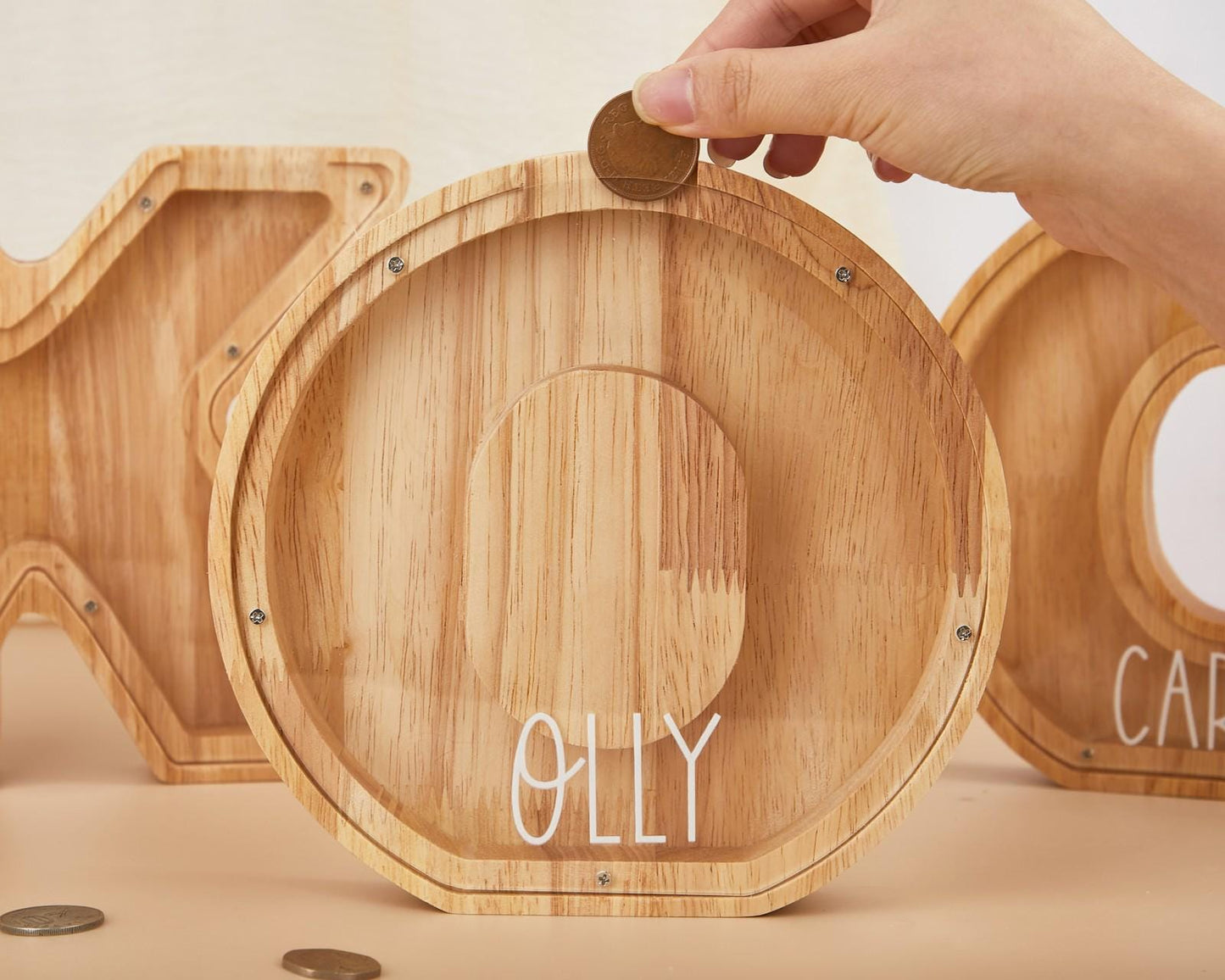 Personalized Wooden Initial Piggy Bank: Custom Name Coin Bank,Wood Alphabet Letter Bank Money Box Birthday,Wood Gift For Kids