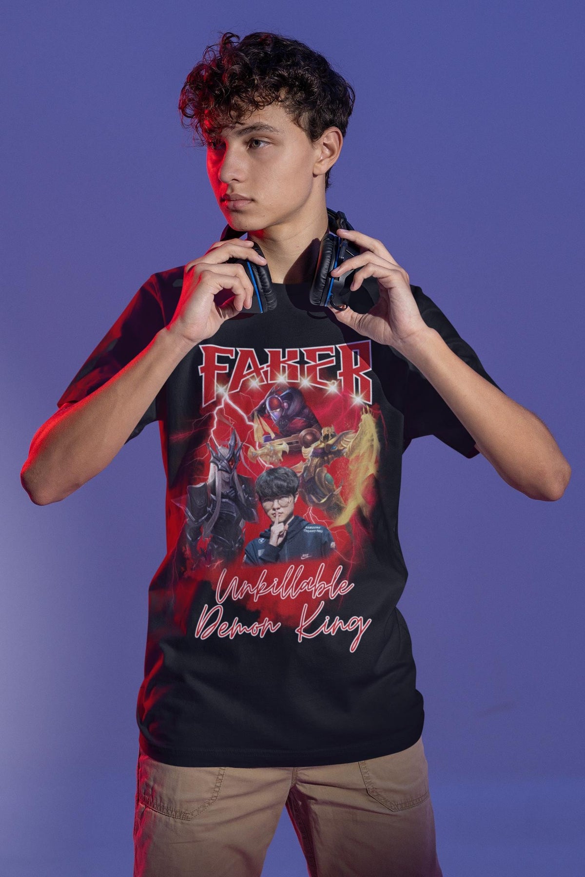 Faker Unkillable Demon King Shirt, T1 GOAT Tee Azir Yone Zed, League of Legends Esports Fan Gift for Him Her, LoL Gamer Bf Gf TShirt Merch | TI59