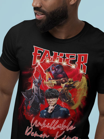 Faker Unkillable Demon King Shirt, T1 GOAT Tee Azir Yone Zed, League of Legends Esports Fan Gift for Him Her, LoL Gamer Bf Gf TShirt Merch | TI59