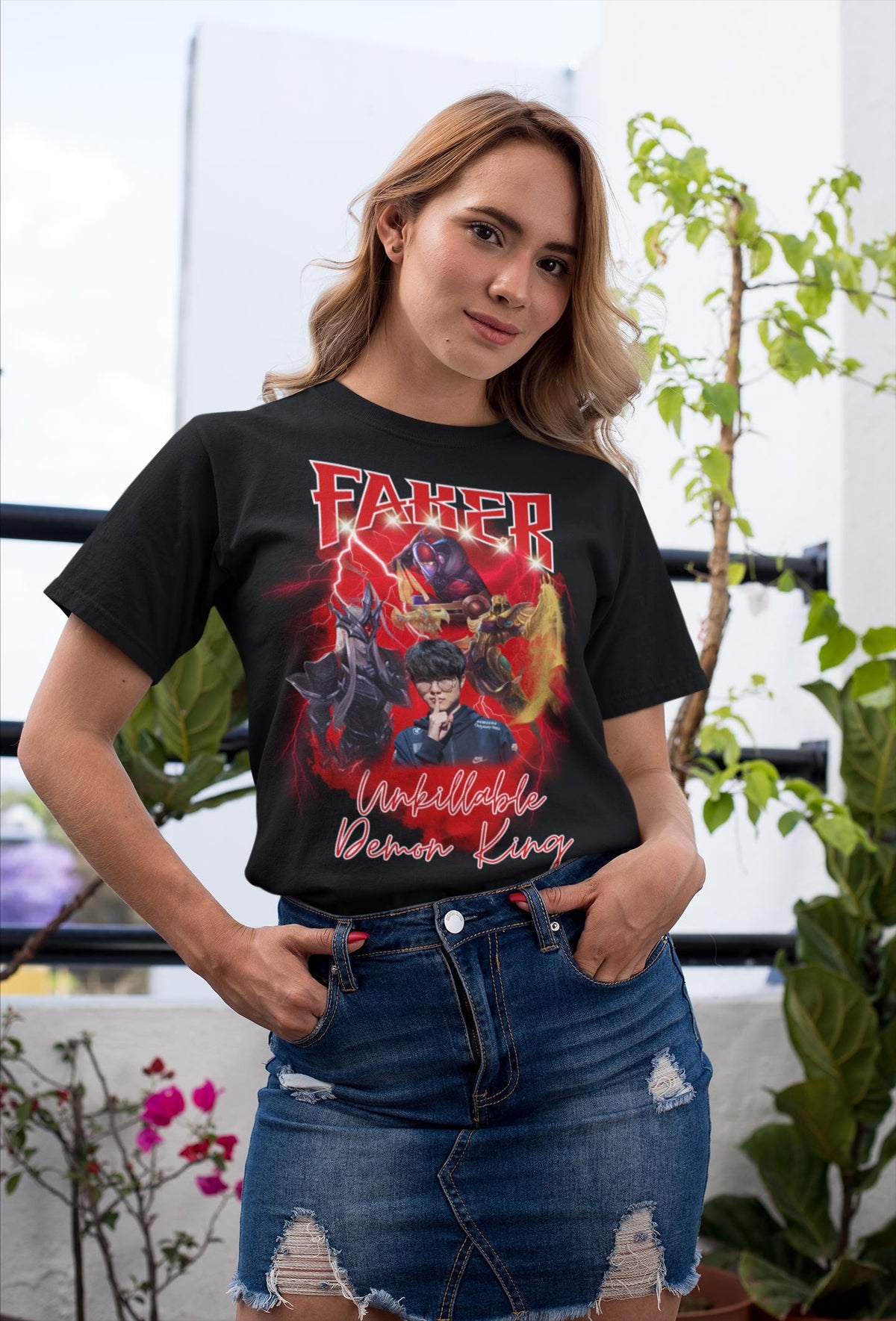 Faker Unkillable Demon King Shirt, T1 GOAT Tee Azir Yone Zed, League of Legends Esports Fan Gift for Him Her, LoL Gamer Bf Gf TShirt Merch | TI59