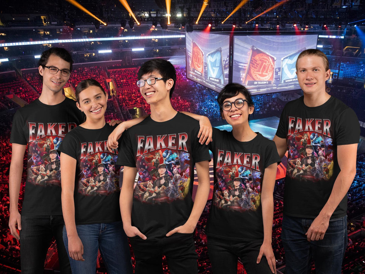 League of Legends Faker T1 Unisex T-Shirt, Esports Fan Apparel, Gift For Him Her, LoL Merch Shirt, Worlds Lck Msi Outfit (UPDATED VERSION) | JF28