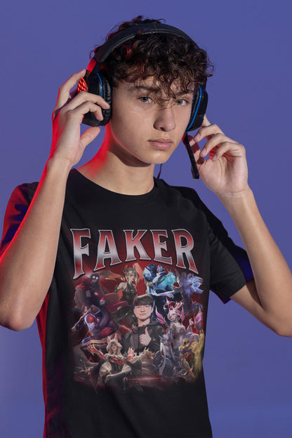 League of Legends Faker T1 Unisex T-Shirt, Esports Fan Apparel, Gift For Him Her, LoL Merch Shirt, Worlds Lck Msi Outfit (UPDATED VERSION) | JF28