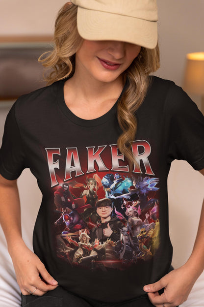 League of Legends Faker T1 Unisex T-Shirt, Esports Fan Apparel, Gift For Him Her, LoL Merch Shirt, Worlds Lck Msi Outfit (UPDATED VERSION) | JF28