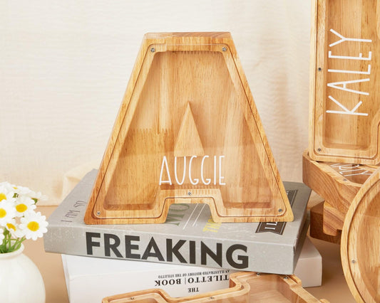 Personalized Letter Piggy Bank: Wooden Initial Coin Bank, Kids Keepsake,Wood Gift For Kids, Wood Alphabet Letter Bank Money Box Birthday