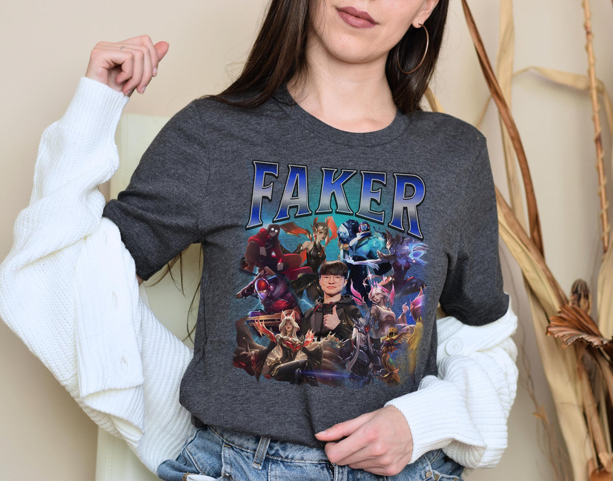 Faker League of Legends Vintage Rap Tee, Esports Fan Shirt | XU75