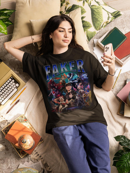 Faker League of Legends Vintage Rap Tee, Esports Fan Shirt | XU75