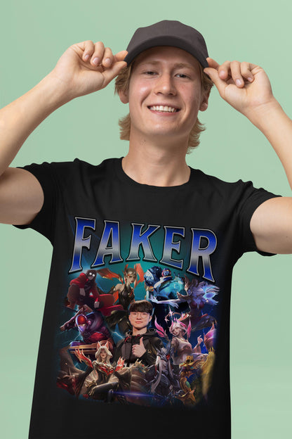 Faker League of Legends Vintage Rap Tee, Esports Fan Shirt | XU75