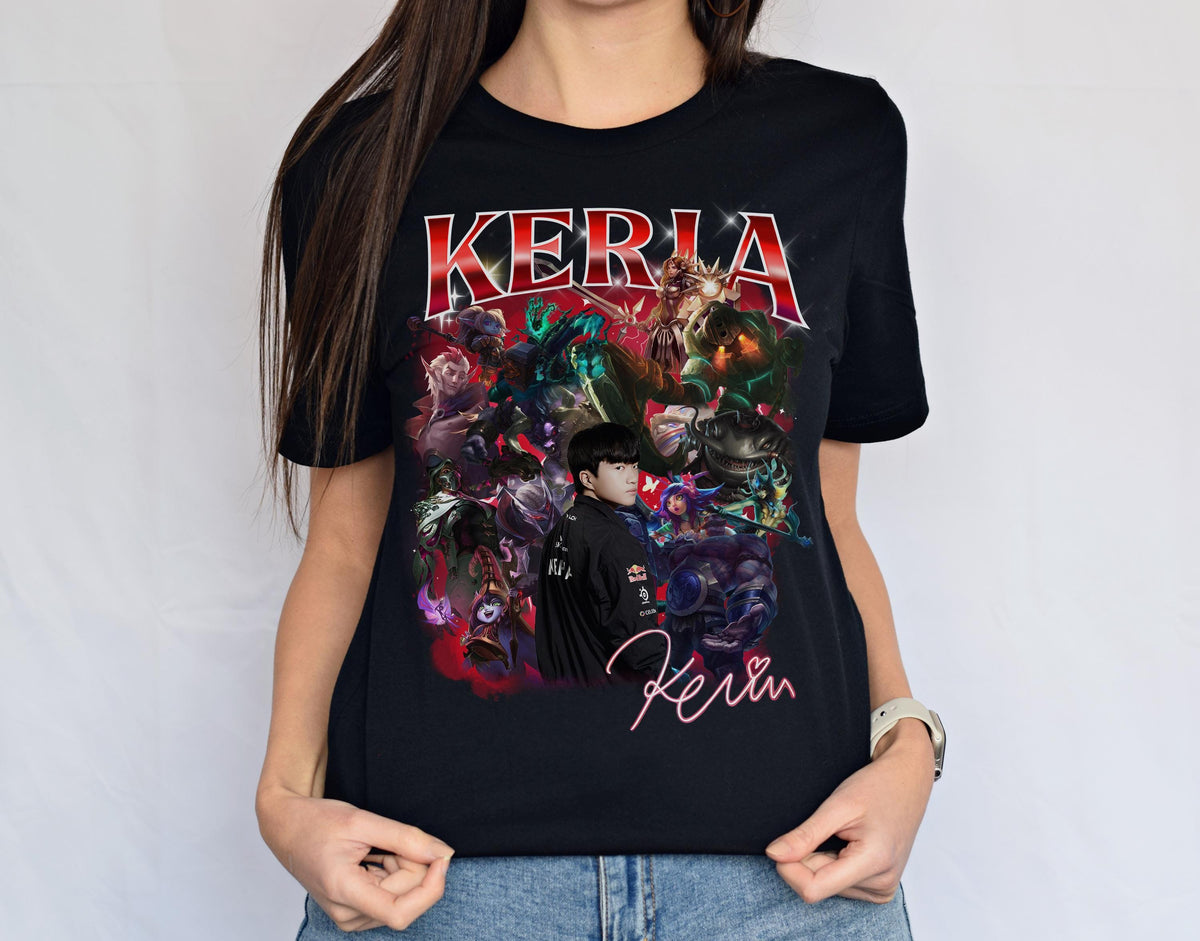 T1 Keria League Shirt – Pro Esports Support Player Graphic Tee for LoL Fans, T1 Team Merchandise, Gamer Gift Apparel for Mid and Support | IU76