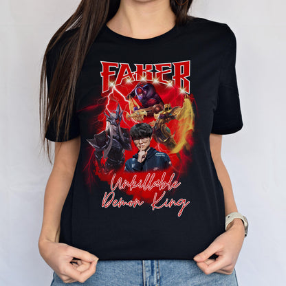 Faker Unkillable Demon King Shirt, T1 GOAT Tee Azir Yone Zed, League of Legends Esports Fan Gift for Him Her, LoL Gamer Bf Gf TShirt Merch | TI59