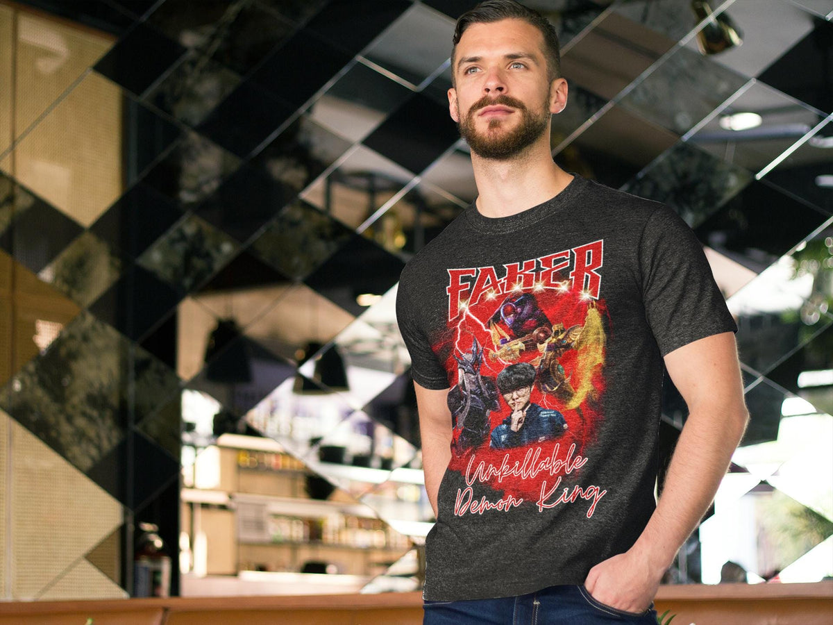 Faker Unkillable Demon King Shirt, T1 GOAT Tee Azir Yone Zed, League of Legends Esports Fan Gift for Him Her, LoL Gamer Bf Gf TShirt Merch | TI59