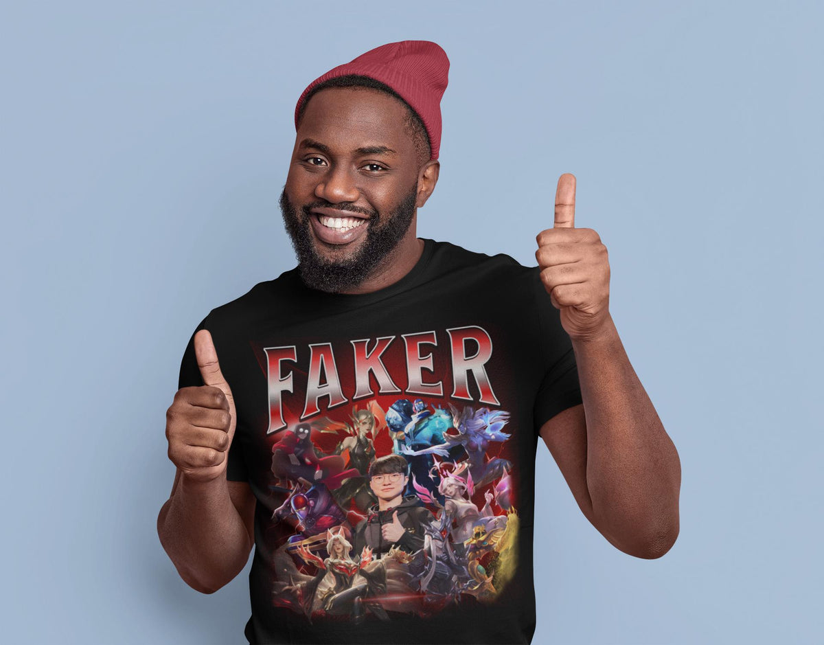 League of Legends Faker T1 Unisex T-Shirt, Esports Fan Apparel, Gift For Him Her, LoL Merch Shirt, Worlds Lck Msi Outfit (UPDATED VERSION) | JF28