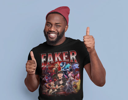 League of Legends Faker T1 Unisex T-Shirt, Esports Fan Apparel, Gift For Him Her, LoL Merch Shirt, Worlds Lck Msi Outfit (UPDATED VERSION) | JF28