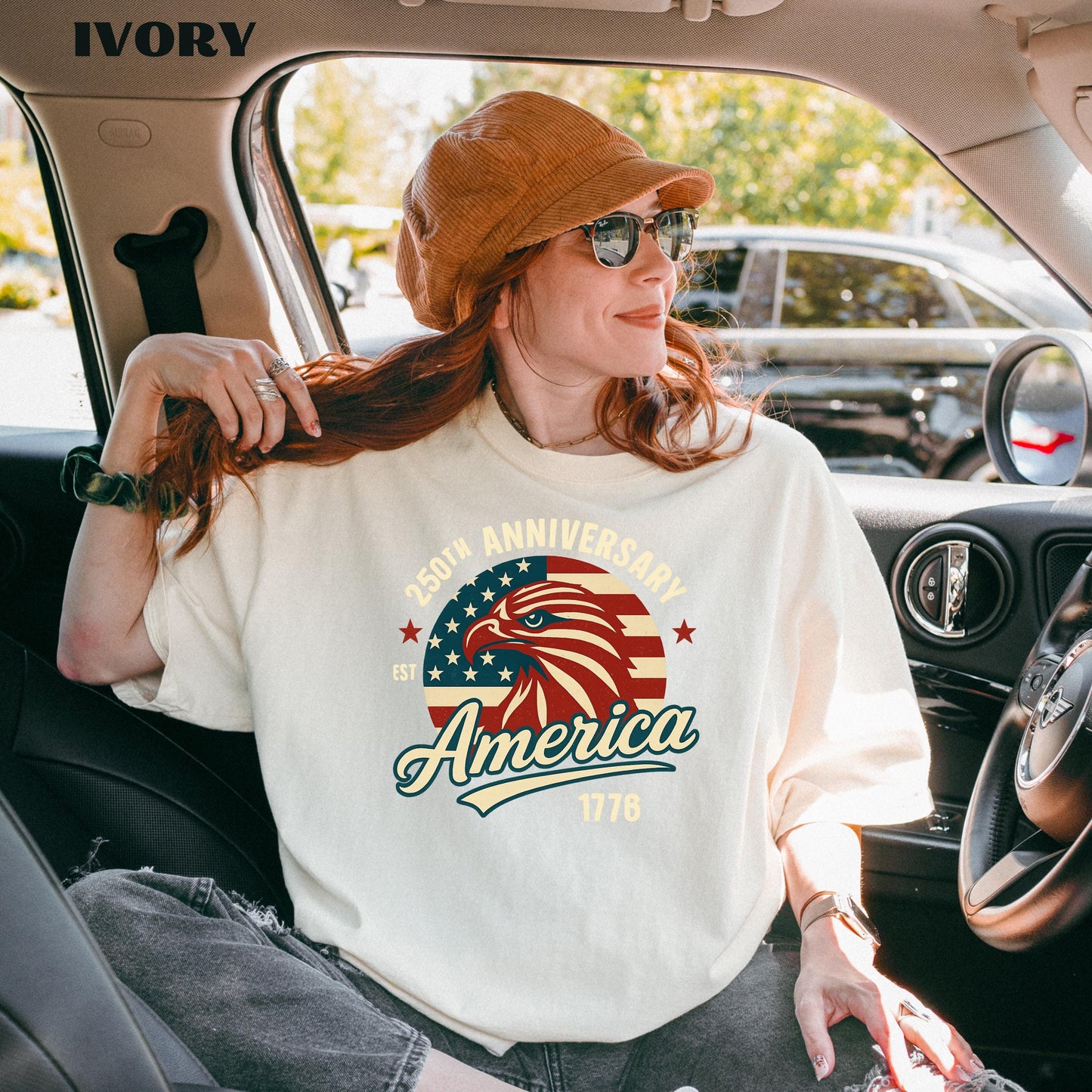 America 250th Anniversary T-Shirt, Patriotic Eagle USA Tee | QM81