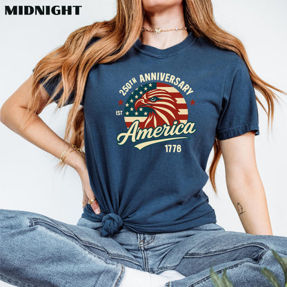 America 250th Anniversary T-Shirt, Patriotic Eagle USA Tee | QM81