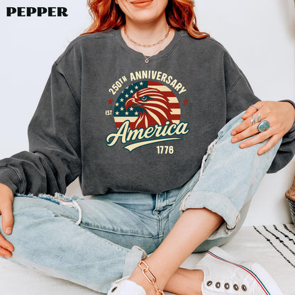 America 250th Anniversary T-Shirt, Patriotic Eagle USA Tee | QM81