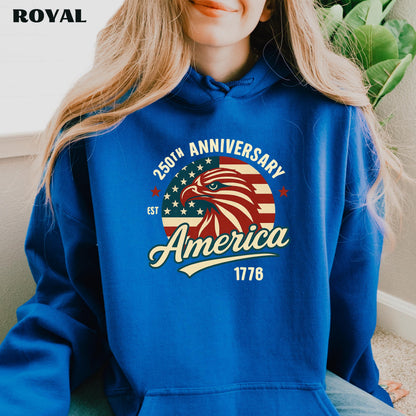 America 250th Anniversary T-Shirt, Patriotic Eagle USA Tee | QM81