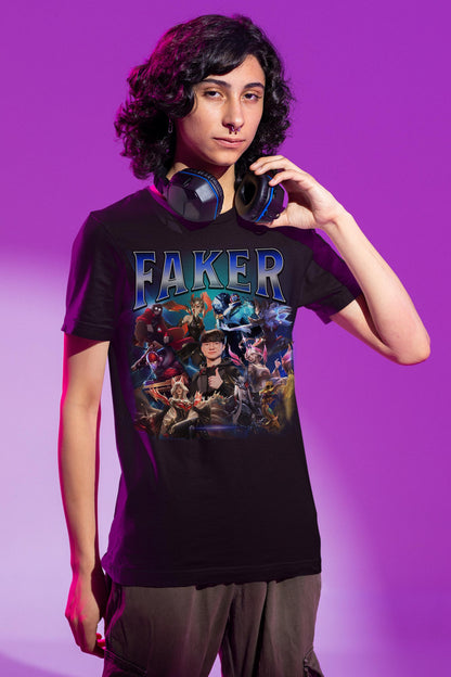 Faker League of Legends Vintage Rap Tee, Esports Fan Shirt | XU75
