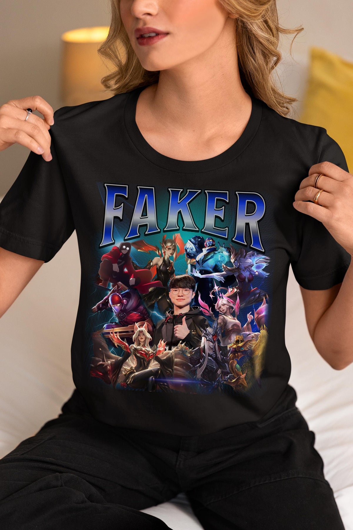 Faker League of Legends Vintage Rap Tee, Esports Fan Shirt | XU75