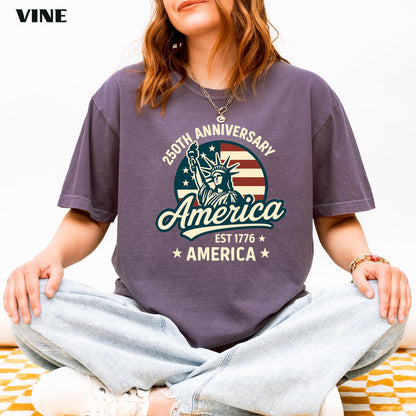 America 250th Anniversary T-Shirt, Patriotic Eagle USA Tee | LY86