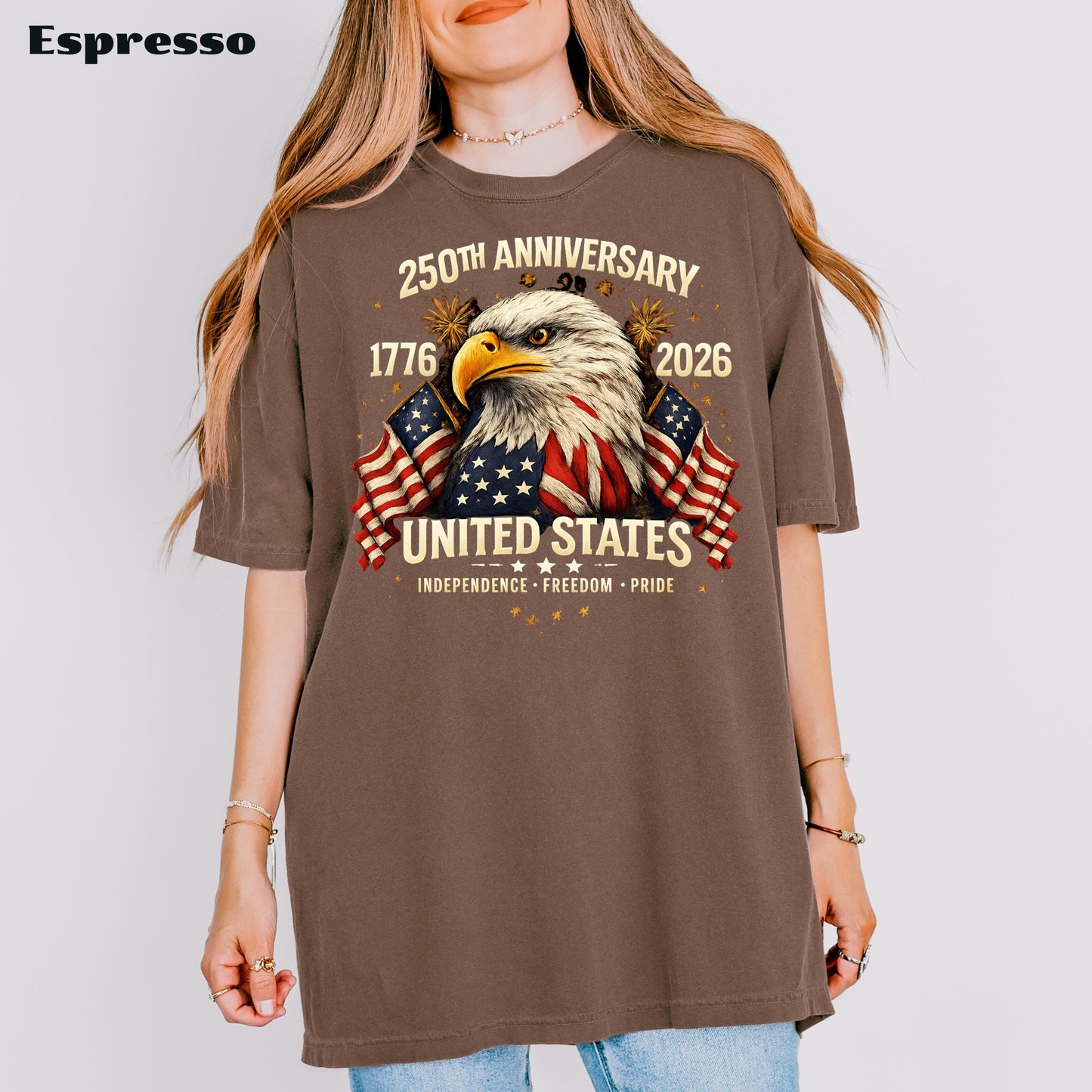 250th Anniversary Shirt, Patriotic Eagle T-Shirt, America 1776-2026 Tee, Independence Day USA Shirt | HC74