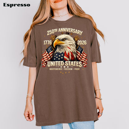250th Anniversary Shirt, Patriotic Eagle T-Shirt, America 1776-2026 Tee, Independence Day USA Shirt | HC74