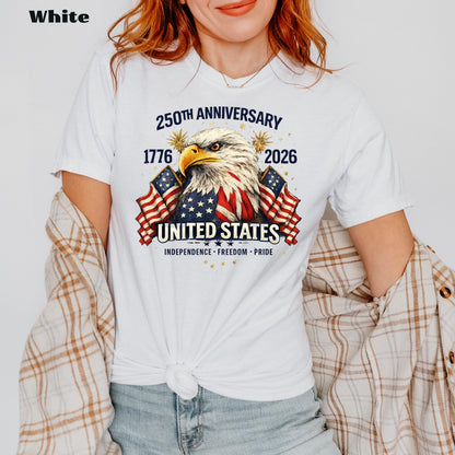 250th Anniversary Shirt, Patriotic Eagle T-Shirt, America 1776-2026 Tee, Independence Day USA Shirt | HC74