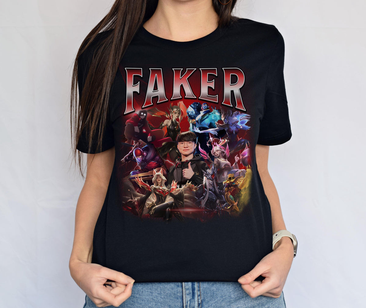 League of Legends Faker T1 Unisex T-Shirt, Esports Fan Apparel, Gift For Him Her, LoL Merch Shirt, Worlds Lck Msi Outfit (UPDATED VERSION) | JF28