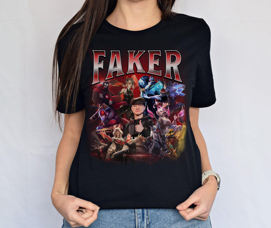 League of Legends Faker T1 Unisex T-Shirt, Esports Fan Apparel, Gift For Him Her, LoL Merch Shirt, Worlds Lck Msi Outfit (UPDATED VERSION) | JF28