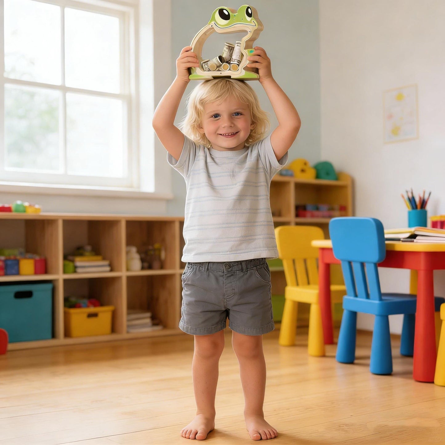 A Child‘s First Piggy Bank, Wooden Frog Money Box - Handmade Jump Into Savings, Fun & Whimsical Coin Bank Gift for Boys and Girls