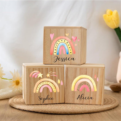 Personalized Child Money Box,Name Piggy Bank for Children,Rainbow Wooden Money Box,Baby Birthday Gift,Baptism Gift,Christmas Gift for Kids