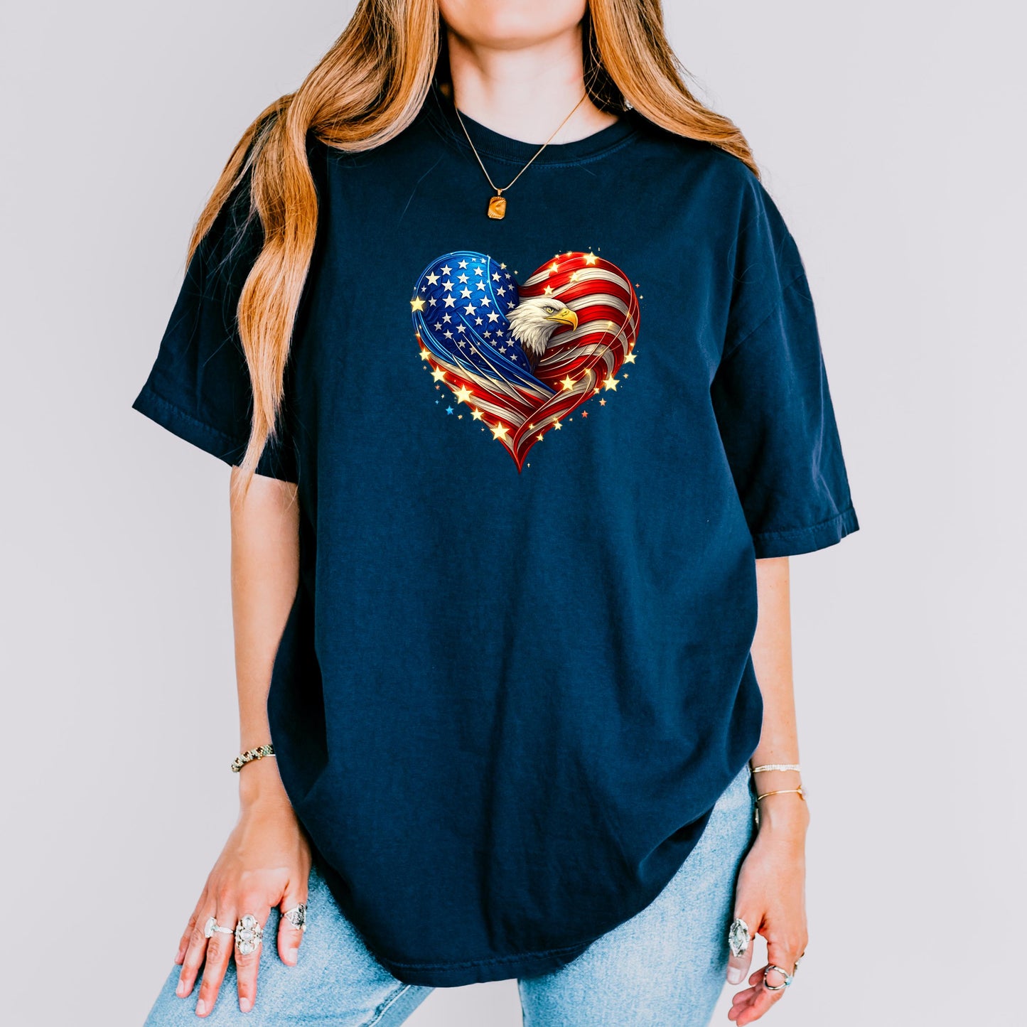 America 250 Patriotic Heart Eagle Shirt, 4th of July 2026 T-Shirt, USA 250th Anniversary Patriotic Tee, Independence Day Gift | QL89