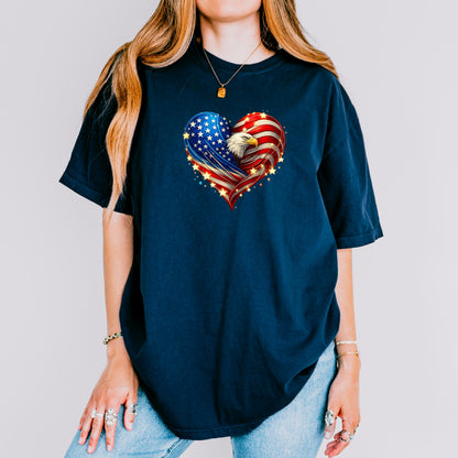 America 250 Patriotic Heart Eagle Shirt, 4th of July 2026 T-Shirt, USA 250th Anniversary Patriotic Tee, Independence Day Gift | QL89