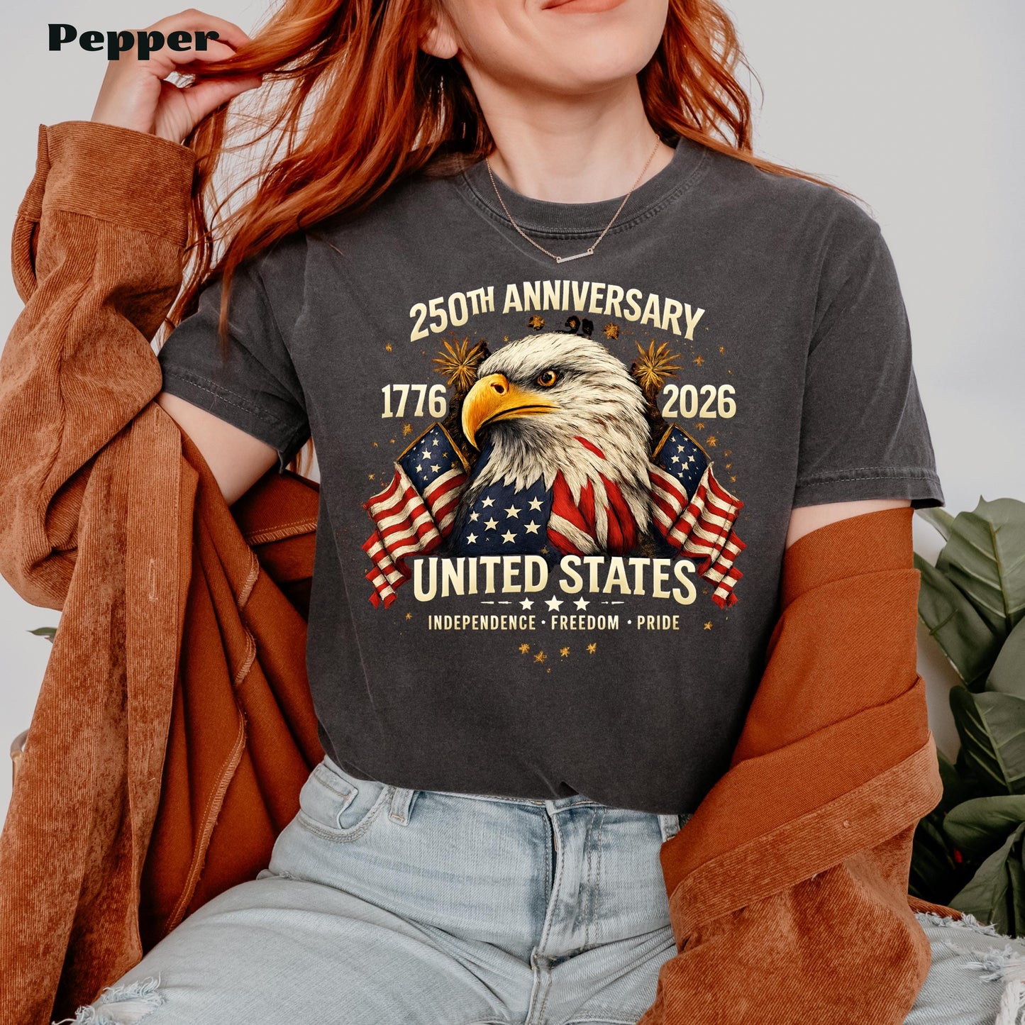 250th Anniversary United States Shirt, Patriotic Eagle T-Shirt, America 1776-2026 Tee, Independence Day USA Shirt | KM36
