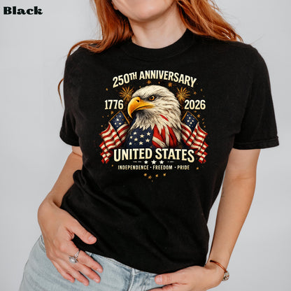 250th Anniversary United States Shirt, Patriotic Eagle T-Shirt, America 1776-2026 Tee, Independence Day USA Shirt | KM36