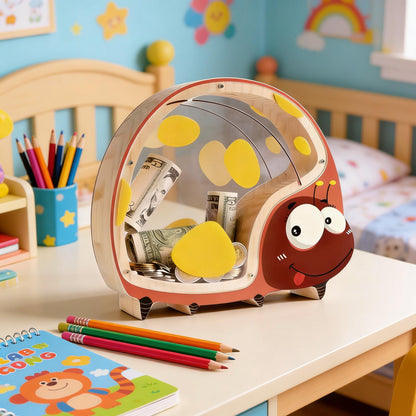 A Child's First Piggy Bank, Lucky Ladybug Wooden Money Box - Handmade Coin Bank for Kids, Whimsical Savings Gift for Boys & Girls