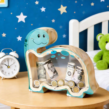 Dinosaur Wooden Piggy Bank, A Prehistoric Savings Adventure - Handmade First Money Box for Kids, Unique Dino Gift for Boys & Girls