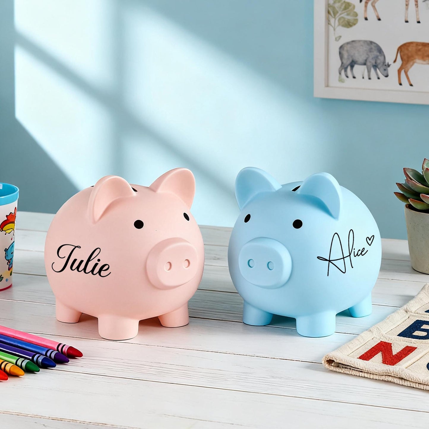 Custom Piggy Bank with Name, Personalized Piggy Bank for Boys or Girls, Kids Birthday Gift, Kids Room Decor, Gift for Kids, Gift for Boys