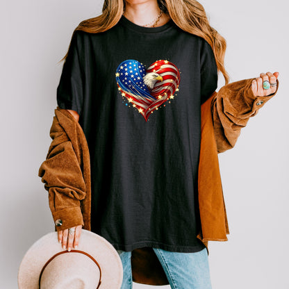 America 250 Patriotic Heart Eagle Shirt, 4th of July 2026 T-Shirt, USA 250th Anniversary Patriotic Tee, Independence Day Gift | QL89